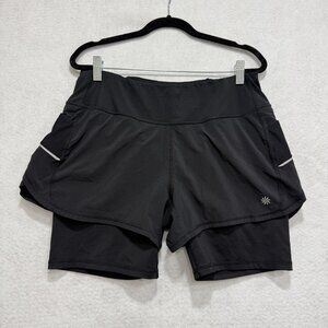 Athleta Shorts Womens Medium Black Lined Run Activewear Side Pocket Performance